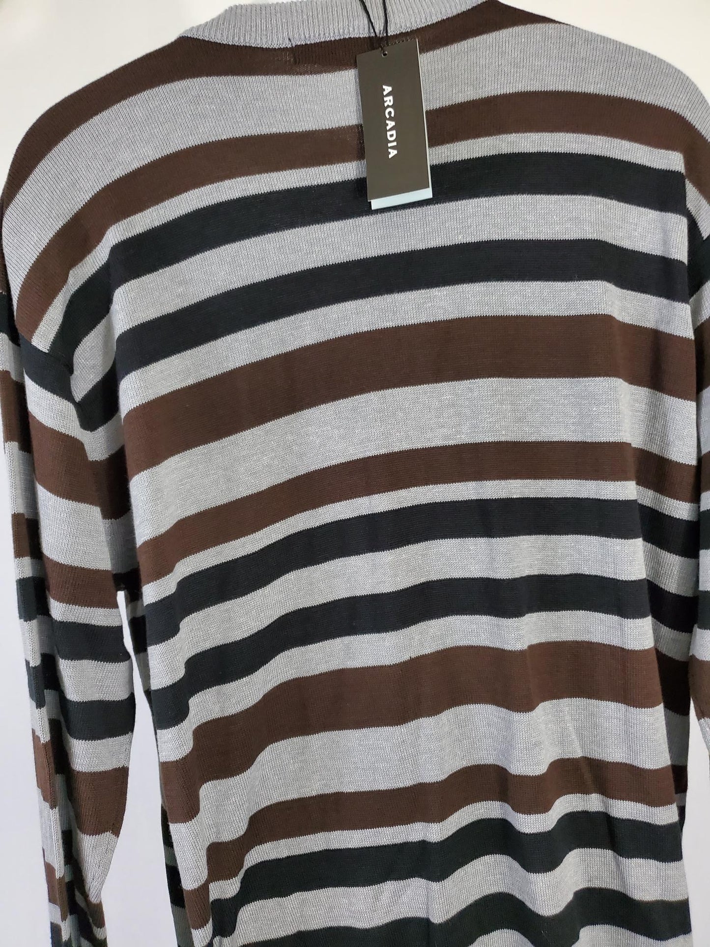 ARCADIA V-NECK STRIPED SWEATER (GRAY,BROWN, BLACK)/NEW