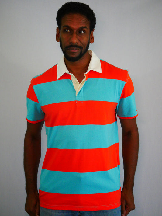 FOREVER 21 POLO SHIRT (ORANGE/BLUE/NEW)