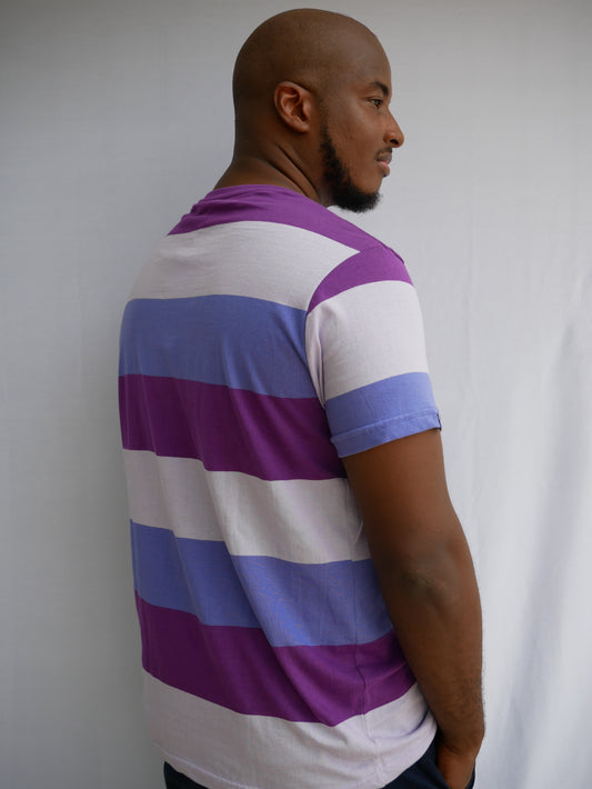 IMPERIOUS 3 STRIPED T-SHIRT (MAUVE,BLUE & PURPLE)/NEW