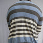 ARCADIA STRIPED BUTTON-DOWN SWEATER (BLUE,WHITE & GRAY)/ NEW