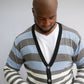 ARCADIA STRIPED BUTTON-DOWN SWEATER (BLUE,WHITE & GRAY)/ NEW