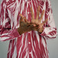 VENEZZA LONG- SLEEVED DRESS SHIRT (BURGANDY & WHITE)/NEW