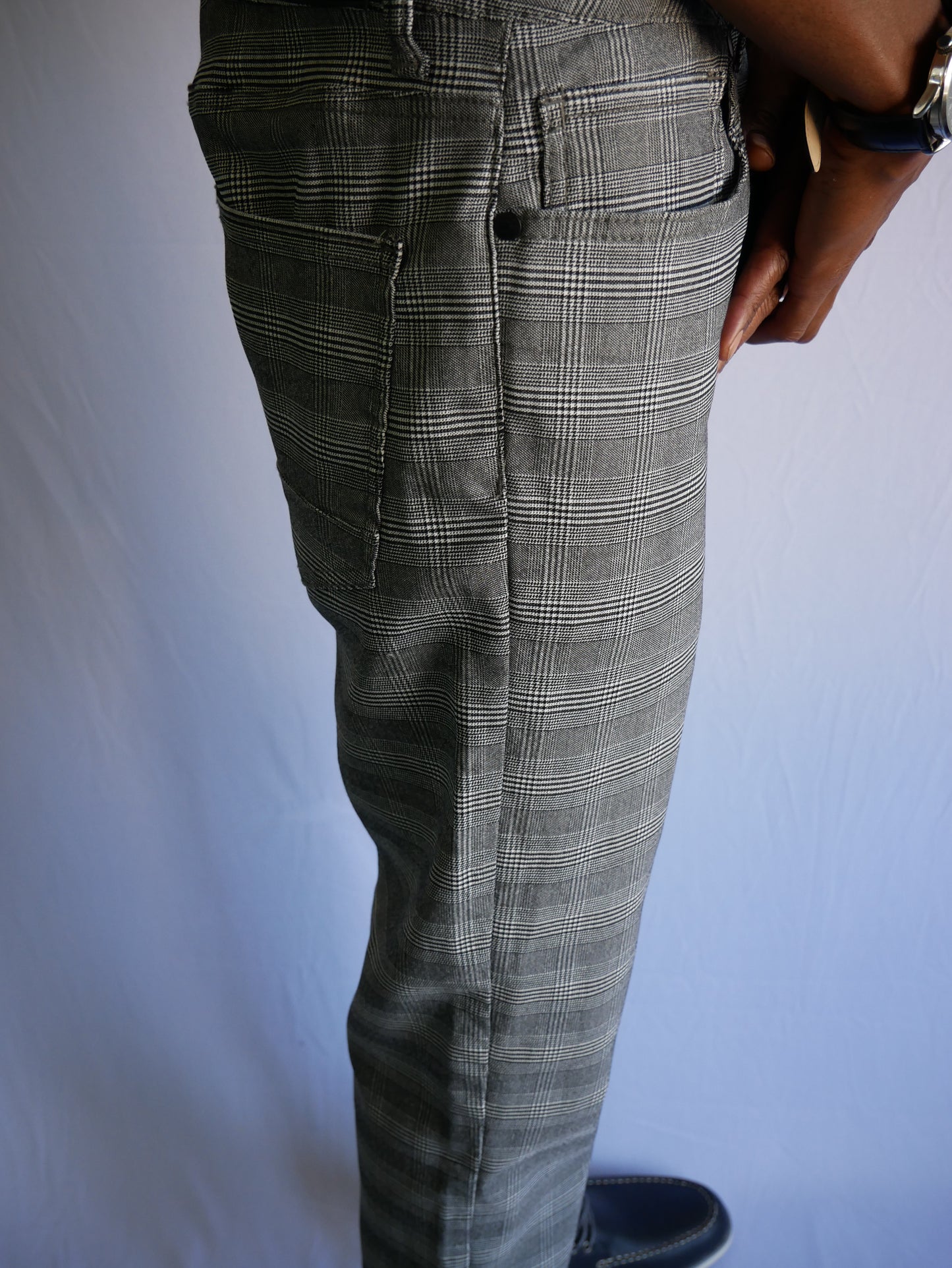 FRIED-DENIM CHECKERED PANTS. (GRAY)/NEW