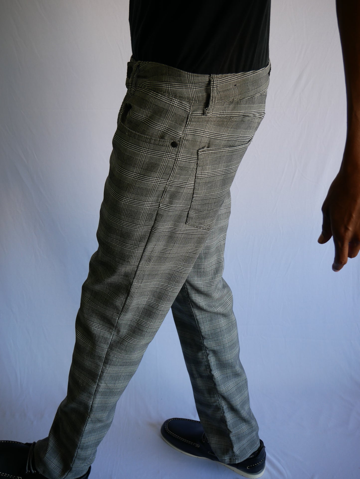 FRIED-DENIM CHECKERED PANTS. (GRAY)/NEW